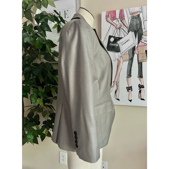 Banana Republic Womens Vintage Y2K Silk Wool Knit Gray Work Blazer Size 8 - Picture 6 of 10